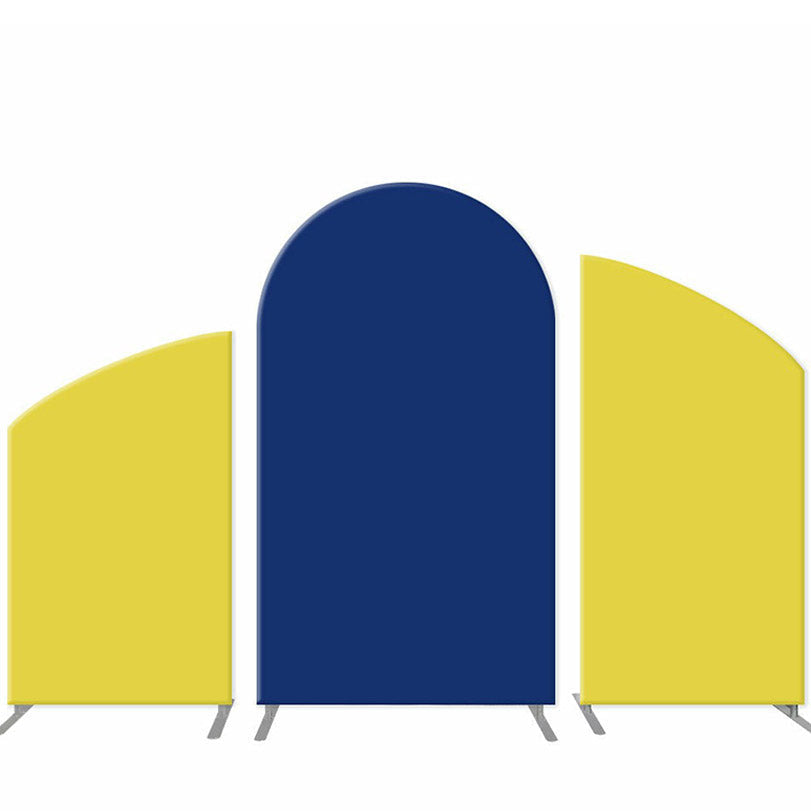 Aperturee Blue Yellow Solid Color Birthday Arch Backdrop Set