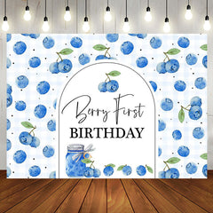 Aperturee - Blueberry Jam Jar Plaid Boy 1St Birthday Backdrop