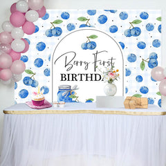 Aperturee - Blueberry Jam Jar Plaid Boy 1St Birthday Backdrop