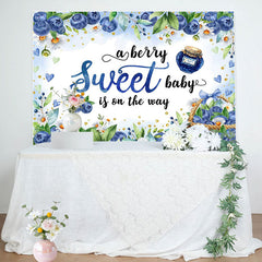 Aperturee - Blueberry Jam Leaves Floral Baby Shower Backdrop