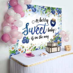 Aperturee - Blueberry Jam Leaves Floral Baby Shower Backdrop