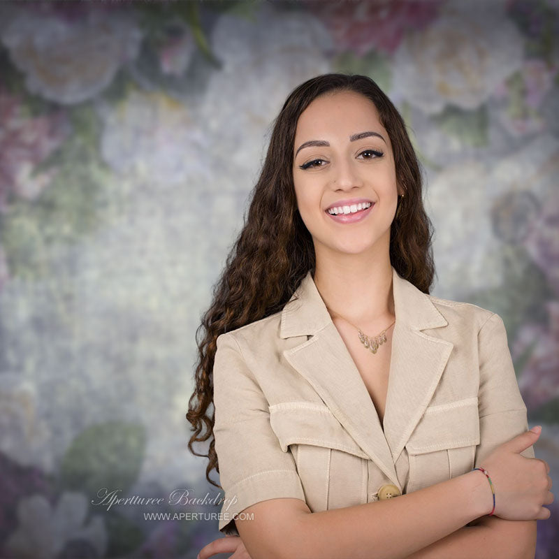 Aperturee - Blurred Purple Floral Fine Art Maternity Backdrop