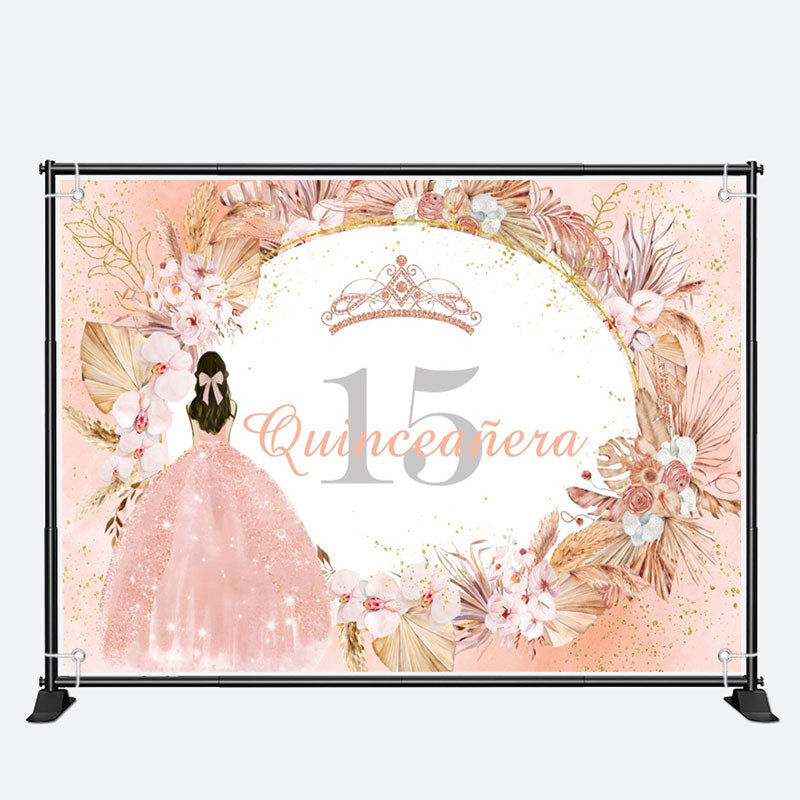 Aperturee - Bohemia Flowers Quinceanera 15th Birthday Backdrop