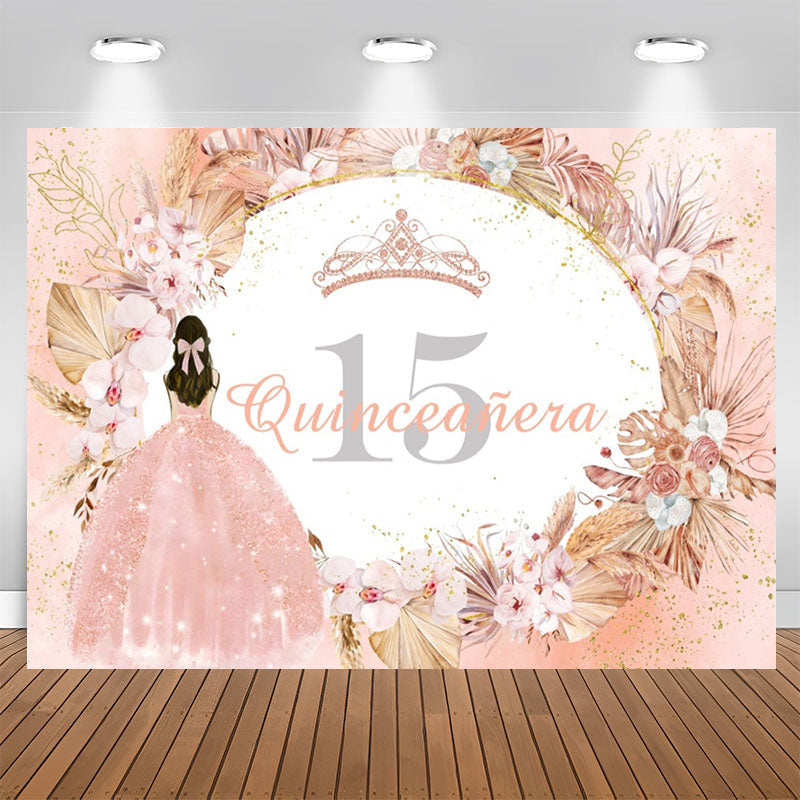 Aperturee - Bohemia Flowers Quinceanera 15th Birthday Backdrop