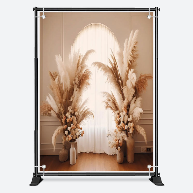 Aperturee - Bohemian Reed Rice Arch Window Wedding Backdrop