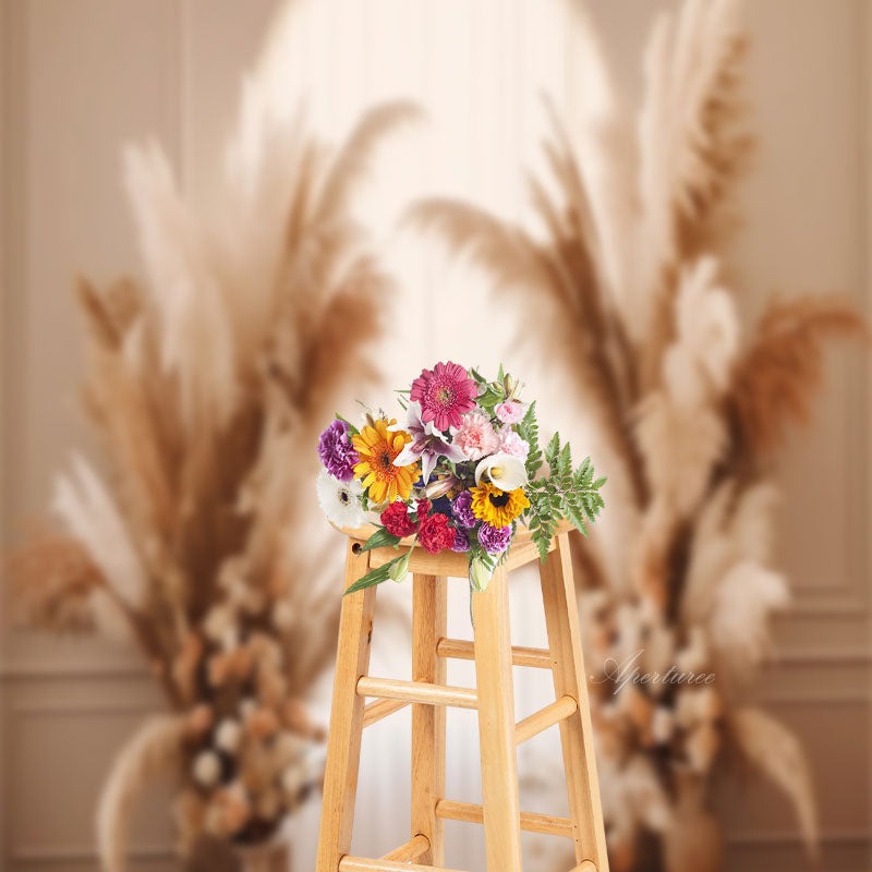 Aperturee - Bohemian Reed Rice Arch Window Wedding Backdrop