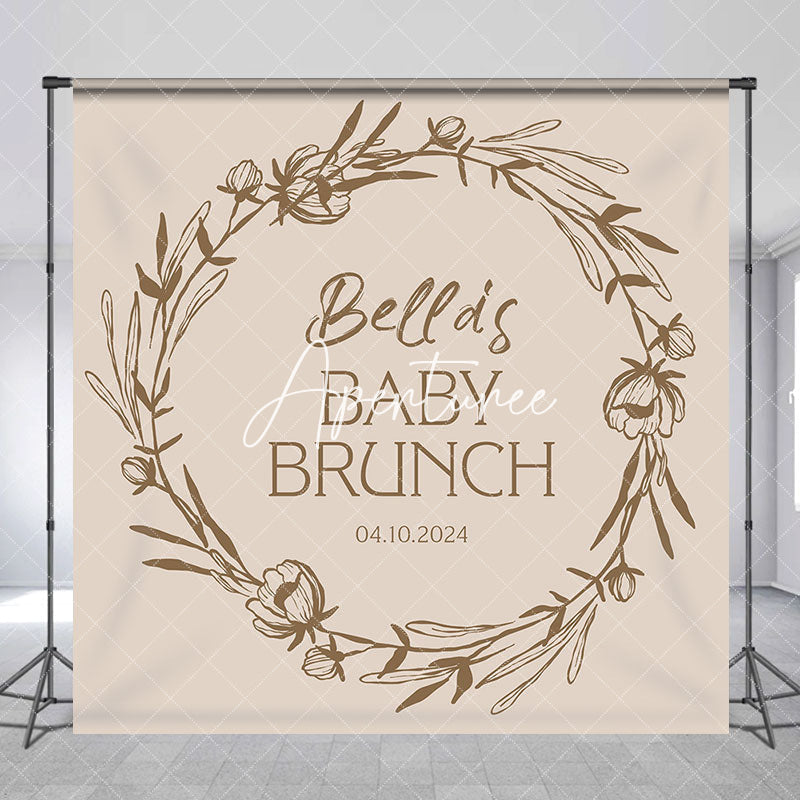 Aperturee - Boho Beige Baby Bruch Custom Gender Reveal Backdrop