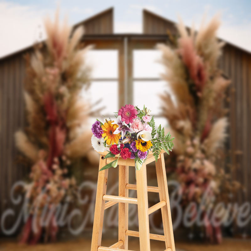 Aperturee - Boho Dried Flower Door Outdoor Backdrop For Photo