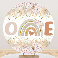 Aperturee - Boho Feather Rainbow Round 1st Birthday Backdrop