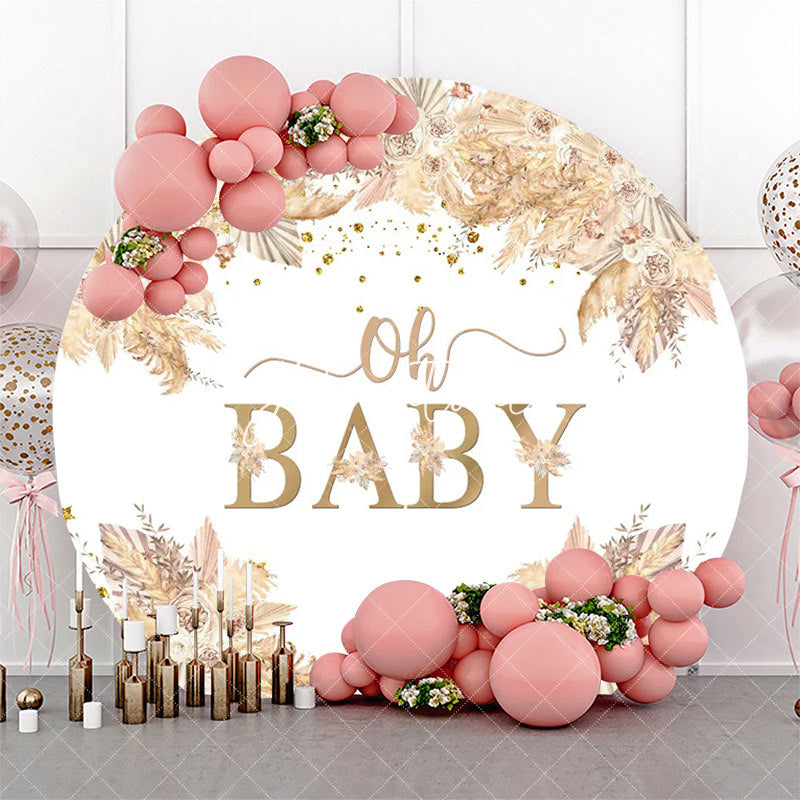 Aperturee - Boho Floral Oh Baby Round Gender Reveal Backdrop