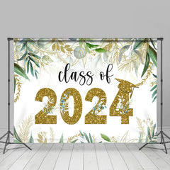 Aperturee - Boho Leaves Class Of 2024 Graduation Photo Backdrop