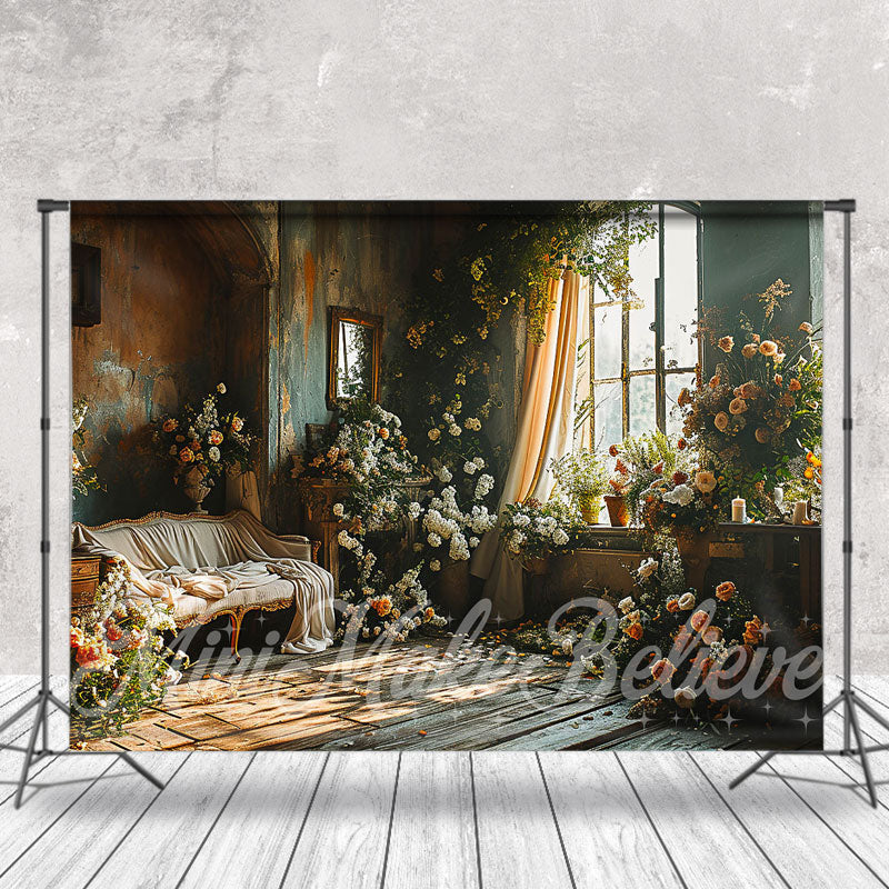 Aperturee - Boho Living Room Sunshine Floral Spring Backdrop