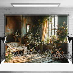 Aperturee - Boho Living Room Sunshine Floral Spring Backdrop