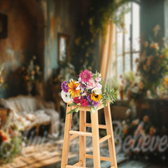 Aperturee - Boho Living Room Sunshine Floral Spring Backdrop