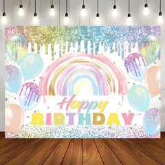 Aperturee - Boho Macaron Color Glitter Balloons Birthday Backdrop