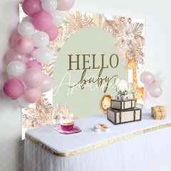 Aperturee - Boho Pink Floral Safari Animals Baby Shower Backdrop