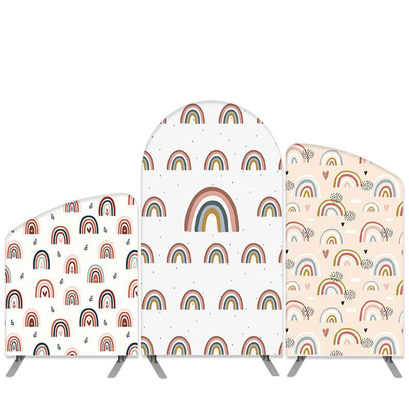 Aperturee Boho Rainbow Theme Love Pattern Birthday Arch Backdrop Kit