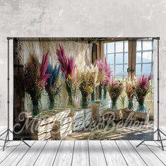 Aperturee - Boho Room Feather Flower Vase Spring Photo Backdrop