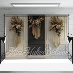 Aperturee - Boho Tassel White Black Retro Wall Photo Backdrop