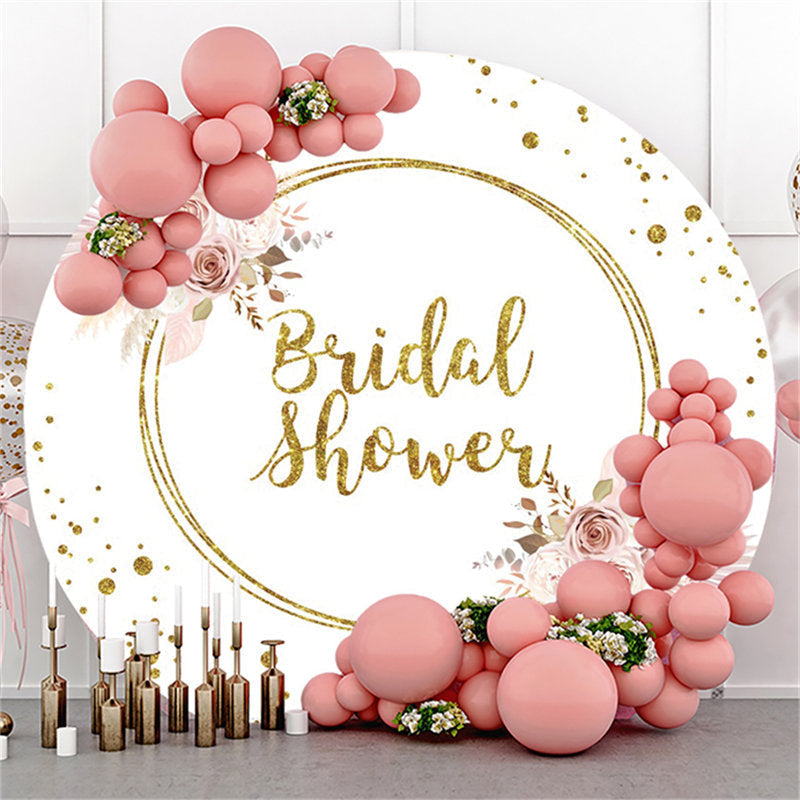 Aperturee Boho Theme Gold Glitter Round Bridal Shower Backdrop