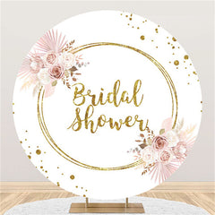 Aperturee Boho Theme Gold Glitter Round Bridal Shower Backdrop