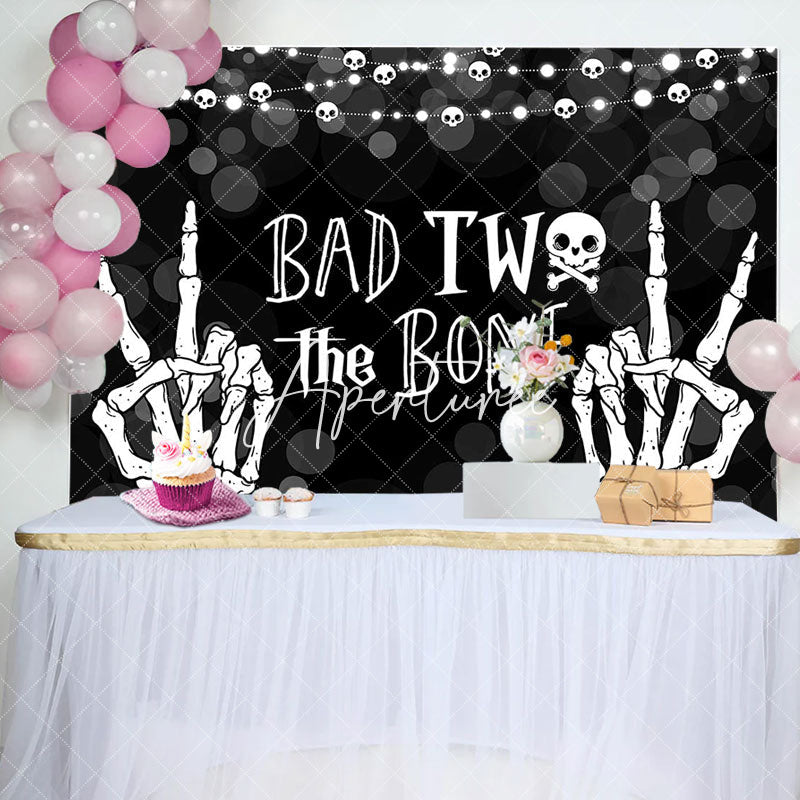 Aperturee - Bokeh Bad Two The Bone Halloween Birthday Backdrop