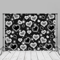 Aperturee - Bokeh Black Heart Valentines Day Backdrops For Photo