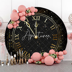 Aperturee - Bokeh Black Laeacco Clock Round Birthday Backdrop