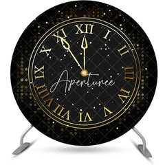 Aperturee - Bokeh Black Laeacco Clock Round Birthday Backdrop