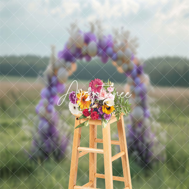 Aperturee - Bokeh Field Arch Balloons Floral Wedding Backdrop