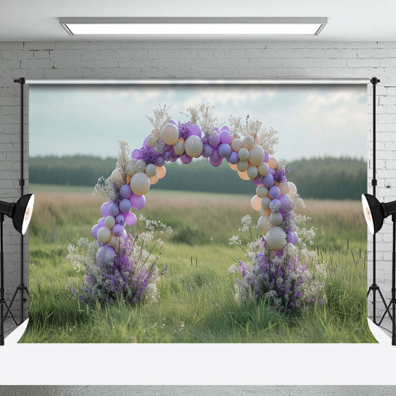 Aperturee - Bokeh Field Arch Balloons Floral Wedding Backdrop