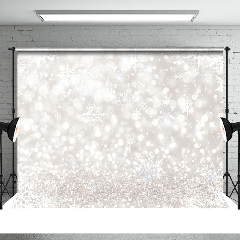 Aperturee - Bokeh Glitter Snowflake Winter Christmas Backdrop