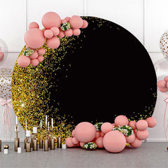 Aperturee Bokeh Gold Black Glitter Round Party Backdrop Cover