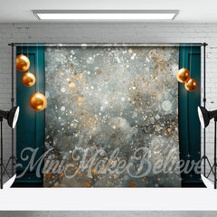 Aperturee - Bokeh Gold Christmas Orinaments Retro Wall Backdrop