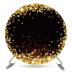 Aperturee Bokeh Golden Glitter Black Round Party Backdrop