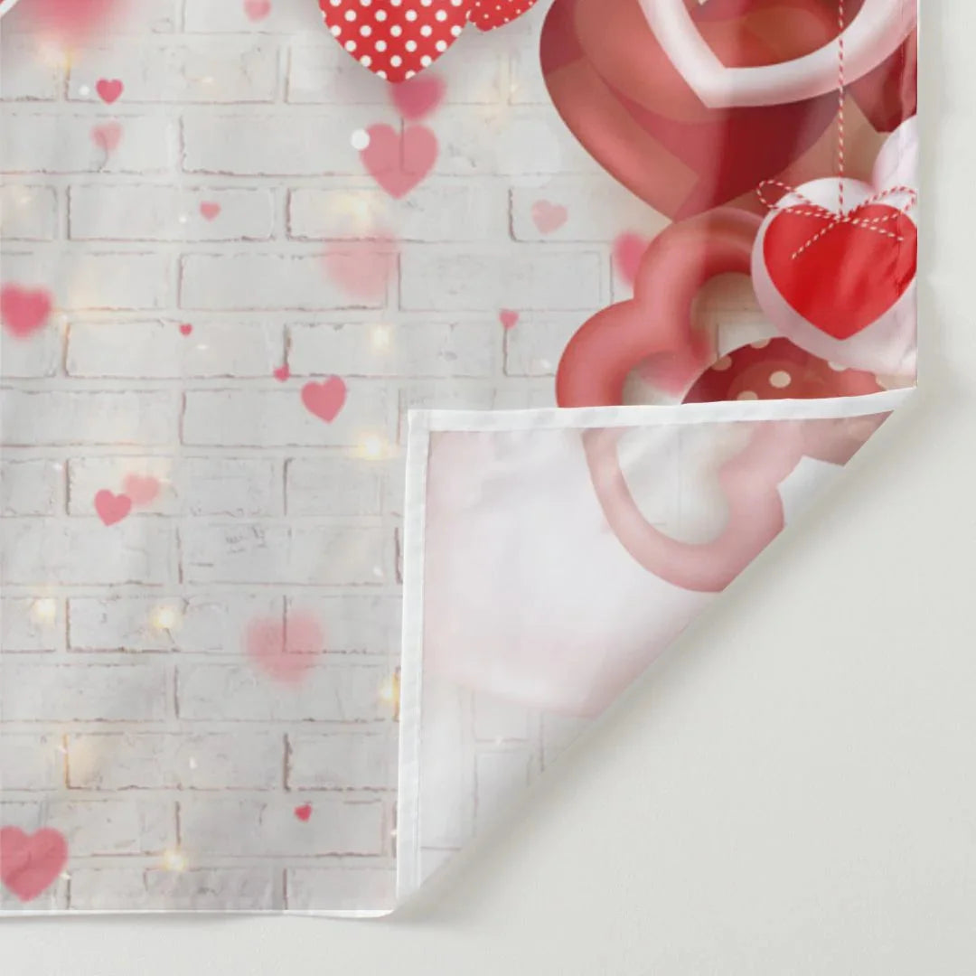 Aperturee - Bokeh Heart Brick Wall Valentines Day Photo Banner