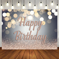 Aperturee - Bokeh Rose Gold Glitter Happy Birthday Backdrop