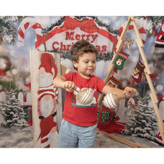 Aperturee - Bokeh Snowflake Candy Cane Merry Christmas Backdrop