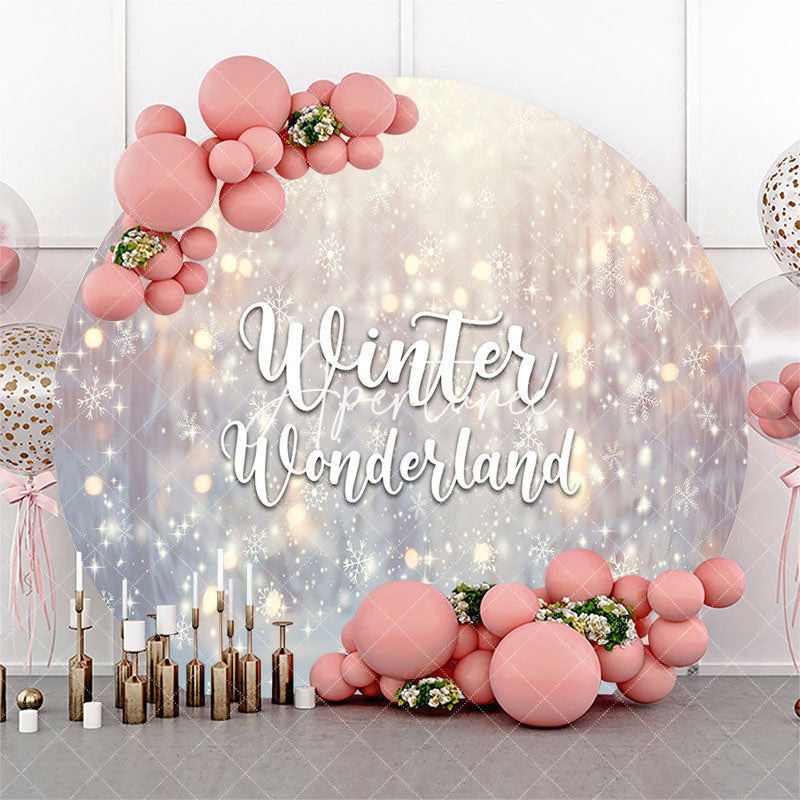 Aperturee Bokeh Snowy Winter Wonderland Round Holiday Backdrop