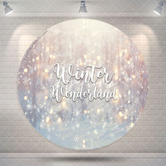 Aperturee Bokeh Snowy Winter Wonderland Round Holiday Backdrop