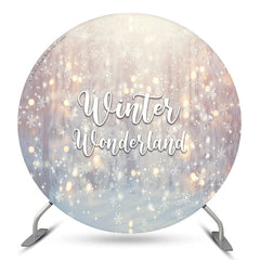 Aperturee Bokeh Snowy Winter Wonderland Round Holiday Backdrop