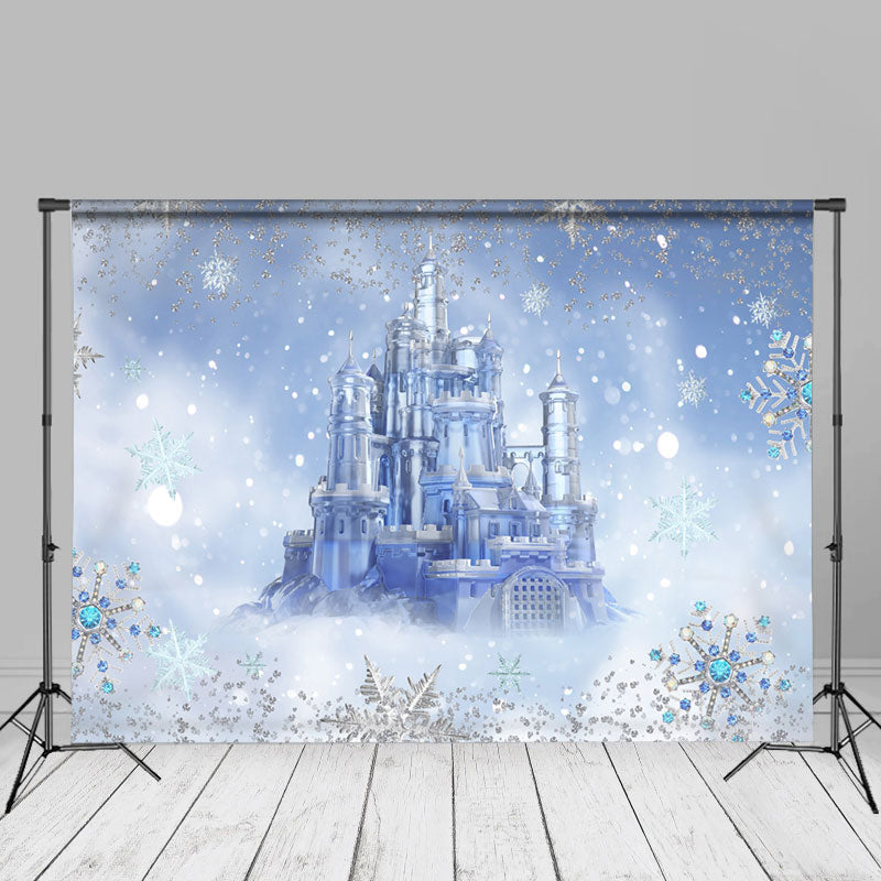 Aperturee - Bokeh Winter Ice Snow Castle Kids Photo Backdrop