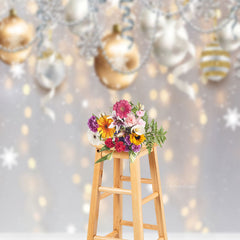 Aperturee - Bokeh Wood Ball Snowy Christmas Photo Sweep Backdrop