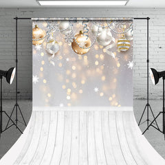 Aperturee - Bokeh Wood Ball Snowy Christmas Photo Sweep Backdrop