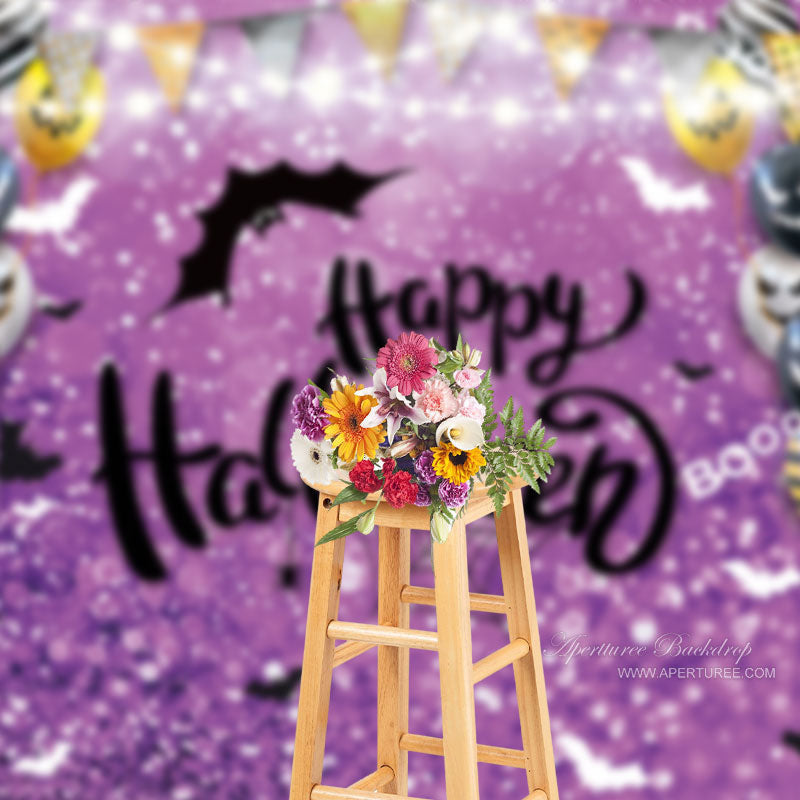 Aperturee - Boo Balloons And Purple Bokeh Halloween Backdrop