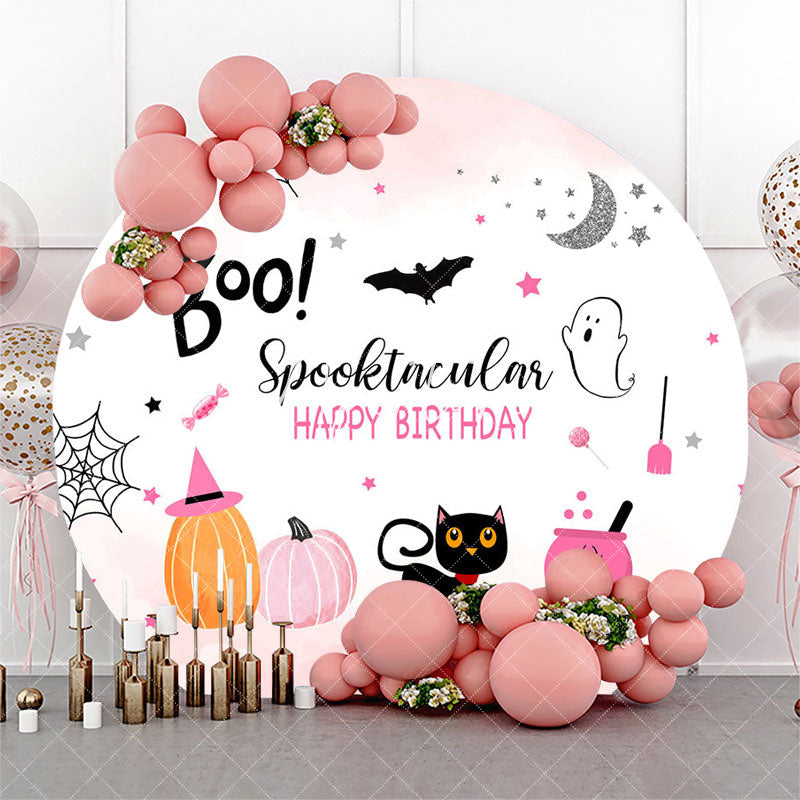 Aperturee Boo Spooktacular Round Halloween Birthday Backdrop