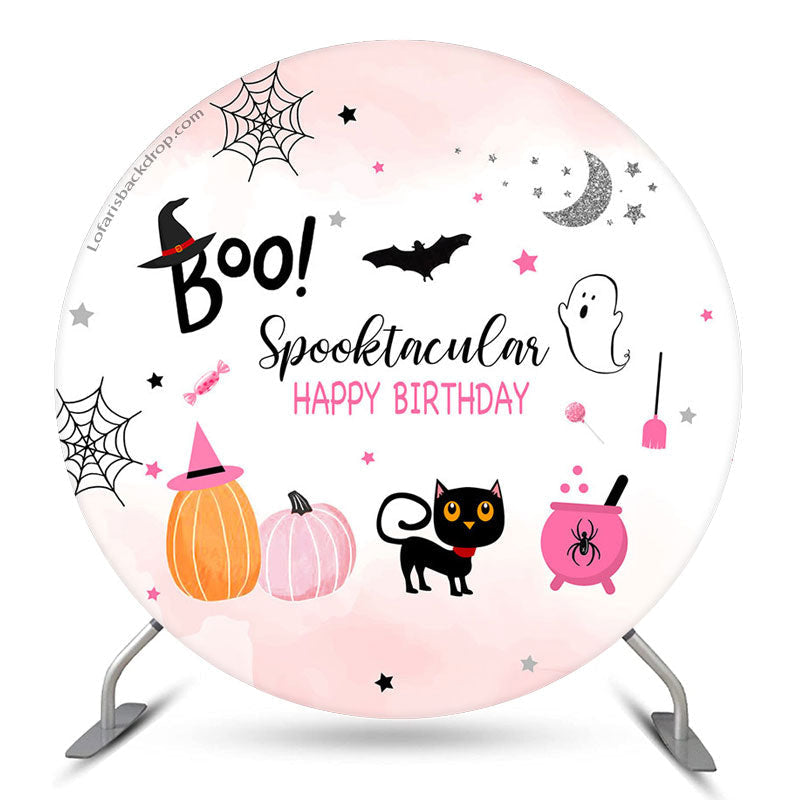 Aperturee Boo Spooktacular Round Halloween Birthday Backdrop