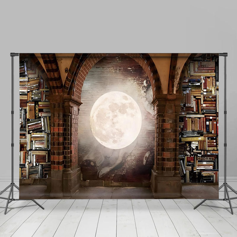 Aperturee - Book Brick Wall Arch Moon World Day Backdrop