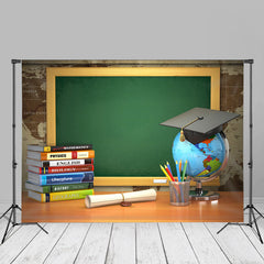 Aperturee - Book Globe Green Blackboard Back To School Backdrop