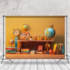 Aperturee - Books Clock Pencil back to school Photo Backdrops